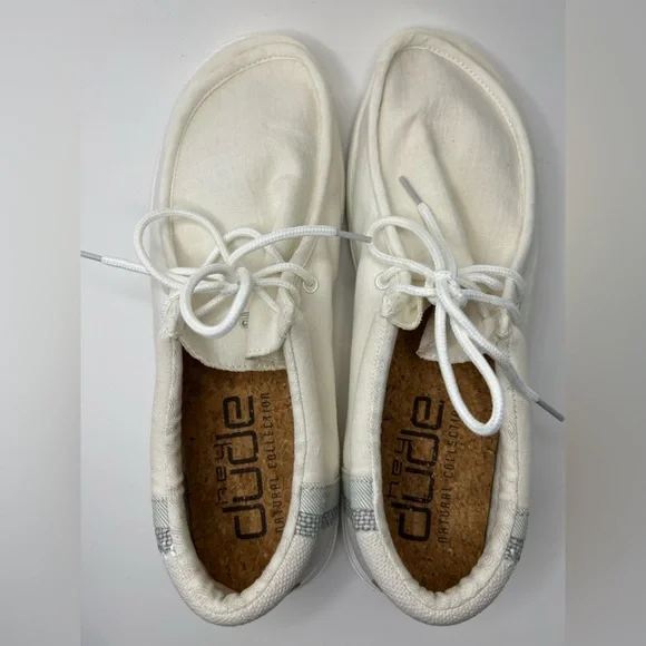 Hey Dude Natural Collection White Linen Mens Comfort Loafer Size 12 - Picture 10 of 11